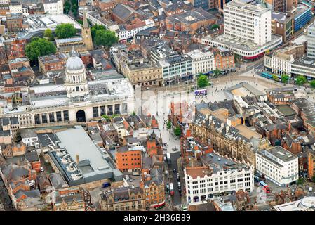 Luftaufnahme des Stadtzentrums von Nottingham, Nottinghamshire England Stockfoto