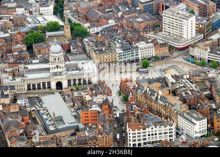 Luftaufnahme des Stadtzentrums von Nottingham, Nottinghamshire England Stockfoto