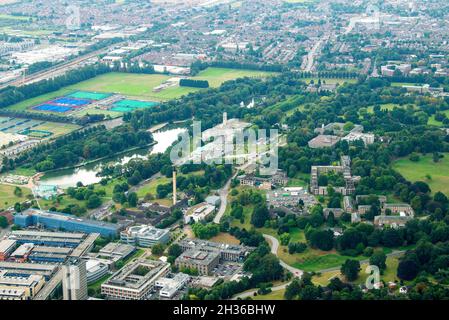 Luftaufnahme des Highfields Park und des Nottingham University Park Campus, Nottinghamshire England Stockfoto