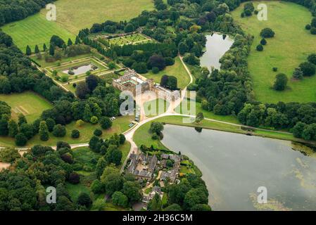 Luftbild von Newstead Abbey, Nottinghamshire England Stockfoto