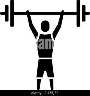 Athlet von kurzer Statur, schwarzes Glyphen-Symbol Stock Vektor
