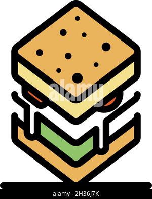 Symbol für Frühstückssandwiches. Kontur Frühstück Sandwich Vektor Symbol Farbe flach isoliert Stock Vektor