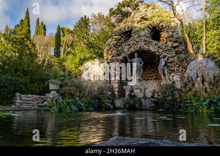 Neptun-Brunnen im Arboretum Trsteno bei Dubrovnik, Kroatien Stockfoto