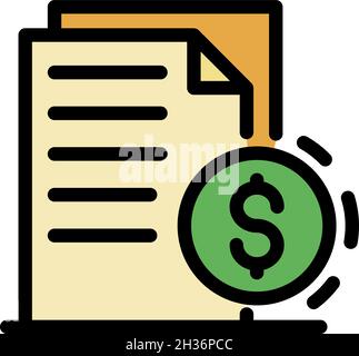 Symbol für Finanzdokumente. Kontur Finanzdokumente Vektor Symbol Farbe flach isoliert Stock Vektor