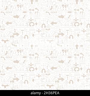 Pfeil nahtloses Muster, neutral kachelbarer Hintergrund mit handgezeichneten Symbolen Stock Vektor