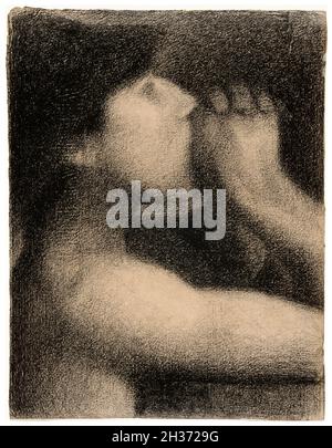 Georges Seurat, L’écho, (Echo), Studie, für Badegäste in Asnières, Zeichnung, 1883-1884 Stockfoto