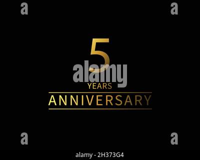 5 Jahre Jubiläum goldene Zahl auf schwarzem Hintergrund für Feier-Veranstaltung. Vektorgrafik. Stock Vektor
