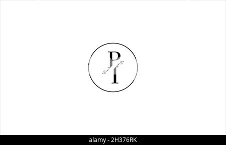 BUCHSTABEN PI-LOGO-DESIGN MIT NEGATIVEM PLATZEFFEKT FÜR DIE ILLUSTRATION Stock Vektor