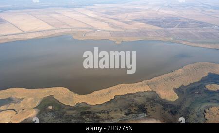 Luftaufnahme des Enez Gala Gölü Nationalparks.in der Provinz Edirne Stockfoto