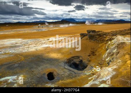 Hverir Geothermiegebiet in der Nähe des Myvatn Sees in Island Stockfoto