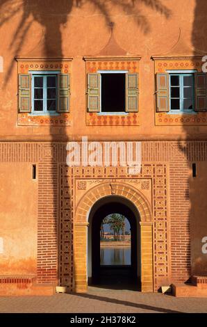 MAROKKO, HOHER ATLAS, MARRAKESCH, KAISERSTADT, LA MENARA, VON DER UNESCO ZUM WELTKULTURERBE ERKLÄRT, SAADISCHER PAVILLON Stockfoto