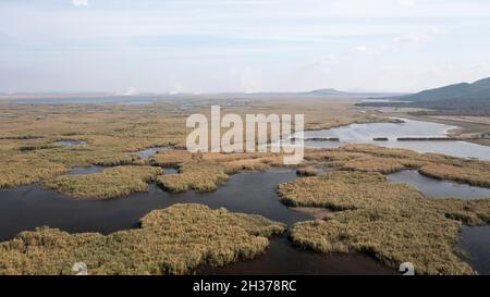 Luftaufnahme des Enez Gala Gölü Nationalparks.in der Provinz Edirne Stockfoto