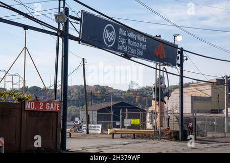 BRADDOCK, PA, USA - 21 Okt 2020: US Steel Edgar Thomson Plant, Mon Valley Works Stockfoto