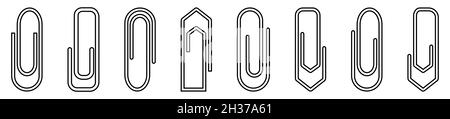 Büroklammersymbole eingestellt. Line Art Büroklammer Kollektion. Symbol anhängen. Stock Vektor