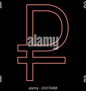 Neon Zeichen ruble rot Farbe Vektor Illustration flachen Stil Licht Bild Stock Vektor