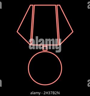 Neon-Medaille rot Farbe Vektor Illustration flachen Stil Licht Bild Stock Vektor