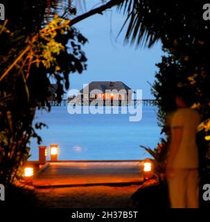 MALEDIVEN, SÜD-ARI-ATOLL, RANGALI-INSEL, CONRAD HOTEL RESORT & SPA Stockfoto