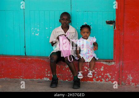 INSEL ST. LUCIA. CASTRIES, KREOLISCHE ARCHITEKTUR Stockfoto