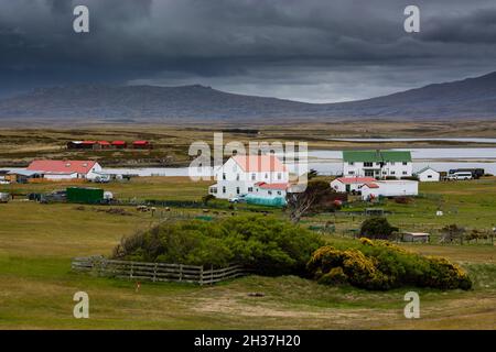 Die Ansiedlung von Darwin in Ost-Falkland. Darwin, Falklandinseln Stockfoto