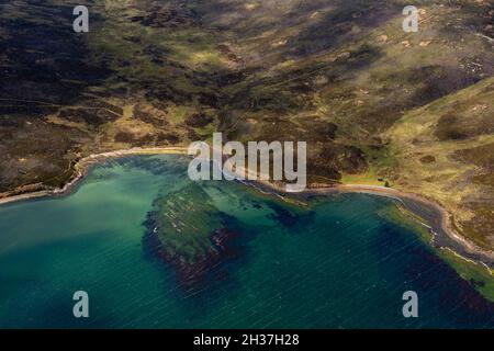 Eine Luftaufnahme der West Falkland Insel. Falkland-Inseln Stockfoto
