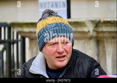 Richard Ratcliffe, Tag zwei seines zweiten Hungerstreiks, das Auswärtige Amt, Whitehall, London. VEREINIGTES KÖNIGREICH Stockfoto