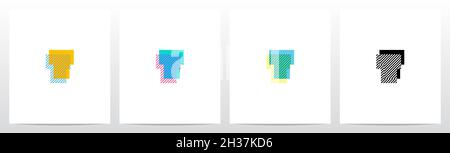 Streifen auf dem Vordergrund Letter Logo Design T Stock Vektor