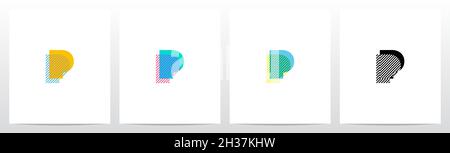 Streifen auf dem Vordergrund Letter Logo Design P Stock Vektor