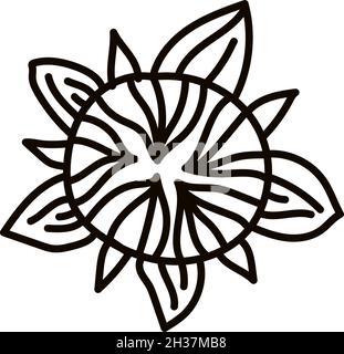 Set von Sonnenblumen im Doodle-Stil. Blumen eignen sich für die Gestaltung von Bauernhäusern, Stock Vektor