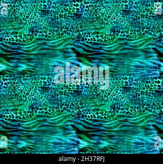 Nahtlose Mode-Druck-Muster, Kaleidoskop-Designs, Textil-Mode-Drucke, Stoff-Druck-Muster, bunte Muster Studie, Leopard, Zebra, Camouflage Stockfoto