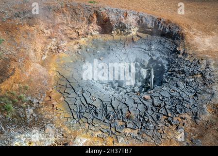 Geothermischer Schlammtopf bei Hveragerdi, Island Stockfoto