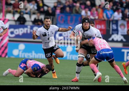 Paris, Frankreich. Oktober 2021. KILLIAN GERACI Lyon Flanker in Aktion während der französischen Rugby-Meisterschaft Top 14 zwischen Stade Francais und Lyon im Jean Bouin Stadium - Frankreich.Stade Francais gewann 23:18 (Bild: © Pierre Stevenin/ZUMA Press Wire) Stockfoto