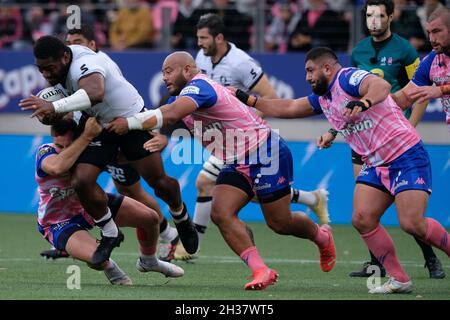 Paris, Frankreich. Oktober 2021. DEMBA BAMBA Lyon Prop in Aktion während der französischen Rugby-Meisterschaft Top 14 zwischen Stade Francais und Lyon im Jean Bouin Stadium - Frankreich.Stade Francais gewann 23:18 (Bildnachweis: © Pierre Stevenin/ZUMA Press Wire) Stockfoto