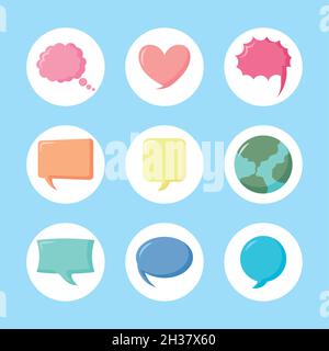 Neun Nachrichtenblasen Stock Vektor