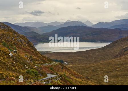 Der Blick nach Osten über Kyle Rhea in Richtung Bernera, Galltair, Glenelg und Scallasaig. Stockfoto