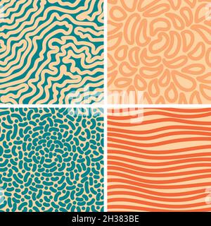 Set von 4 Hintergründen mit orange und braun Formen mit einem modernen, trendigen und einem zeitgenössischen Stil Stock Vektor