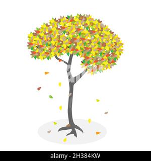 Herbstbaum. Vektorgrafik. Die Blätter fallen. Wunderschöne Bilder Stock Vektor