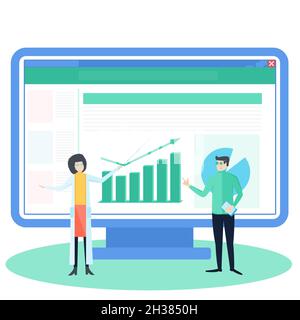 Flaches Design-Konzept das Team arbeitet für die Planung von Geschäftstermine mit Online-Kalender- und Vektorgrafik-Design für das Web-Landing-Banner zurück Stock Vektor