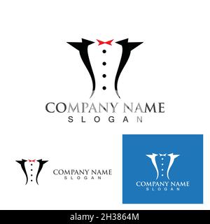 TUXEDO-Logo und Logo der Symbolvorlage Stock Vektor
