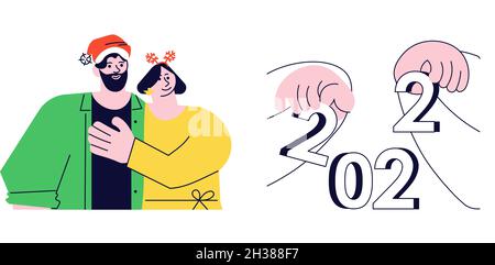 2022 modernes Design für Kalender, Einladungen, Grußkarten, Urlaubsflyer oder Drucke isoliert auf Weiß. Flache Grafik Als Vektorgrafik Stock Vektor