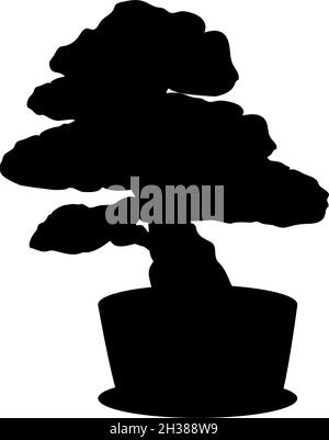 Silhouette Miniatur asiatischen Bonsai Baum Stock Vektor