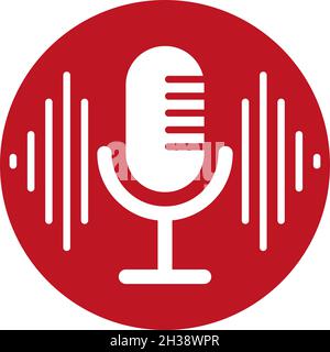 Konzept der Spracherkennung. Schallwelle mit Imitation von Stimme, Ton und Mikrofon-Symbol. Vektorgrafik Stock Vektor