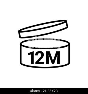 PAO Symbol Logo kosmetisches Leben. 12 Monate Verfallsdatum Open Shelf JAR Verfallsdatum pao-Monatssymbol Stock Vektor