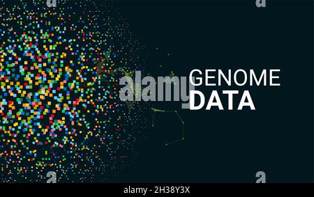 Genom genetische Daten Sequenz menschliche Analytik Hintergrund. DNA-Gen-Gesundheitsdesign Stock Vektor