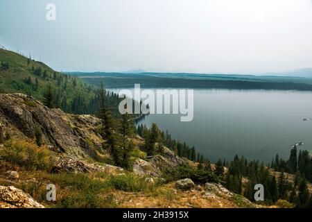 Inspiration Point und Jenny Lake Overlook, Grand Teton National Park, Wyoming Stockfoto