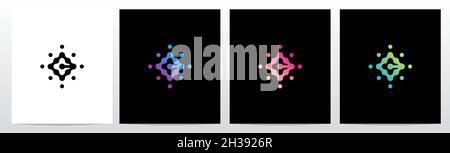 Verbindungspunkte Buchstaben drehen Logo Design Q Stock Vektor