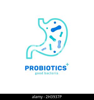 Symbol für Verdauung der Magenkeimviren in der Biologie. Lactobacillus probiotisch. Magen probiotische Gesundheit Stock Vektor