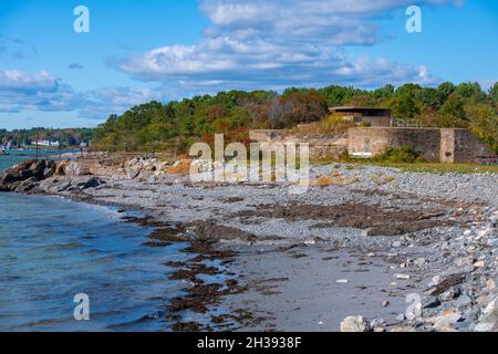 Fort Foster ist ein historisches Fort, das bis 1946 auf Gerrish Island in Kittery Point von Kittery, Maine ME, USA, aktiv ist. Stockfoto