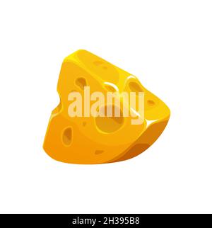 Cartoon maasdam, holländischer und schweizer Käse. Vektor dreieckige oder pyramidengelbe Scheibe Milchprodukt. Stück mit Löchern, Lebensmittel, milchige Farm Produk Stock Vektor