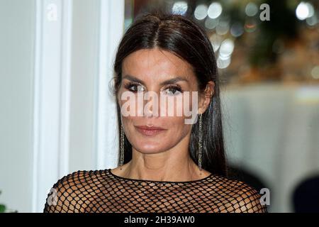 Madrid, Spanien. Oktober 2021. Die Königin Letizia wurde 38 bei der Ausgabe des Journalisten-Awards „Francisco Cerecedo“ im Mandarin Oriental Ritz Hotel gesehen. (Foto: Atilano Garcia/SOPA Images/Sipa USA) Quelle: SIPA USA/Alamy Live News Stockfoto