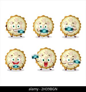 Fotograf Beruf Emoticon mit Zitrone Meringue Pie Cartoon-Figur. Vektorgrafik Stock Vektor